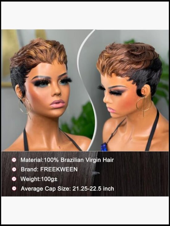 Pixie Cut Wig Short Layered Haircut Human Hair Glueless Full Machine Made with main image 7
